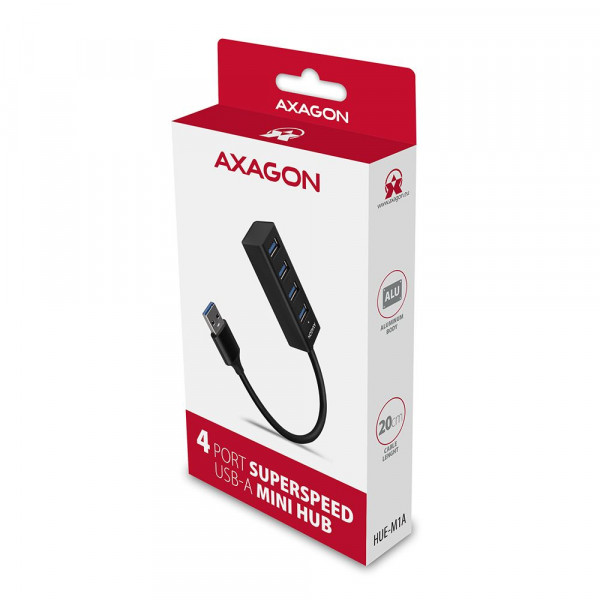 USB HUB Mini 4xUSB3.2, USB-A cable, 20cm, HUE-M1A, AXAGON