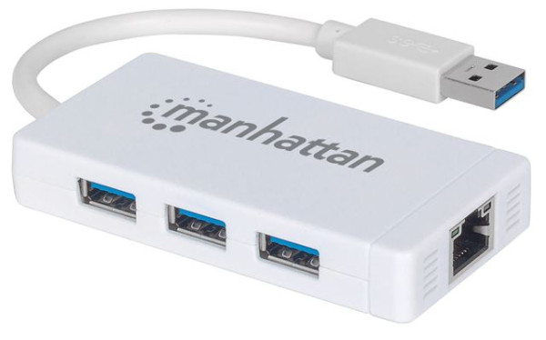 USB HUB USB 3.0 --> 3x USB 3.0, Gigabit Ethernet, Manhattan 507578