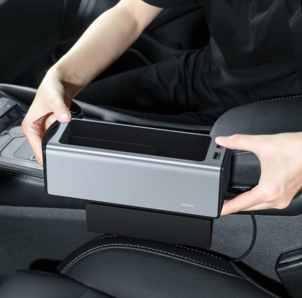 Baseus Deluxe metalni organizator za kola dvostruko usb napajanje CRCWH-A0S