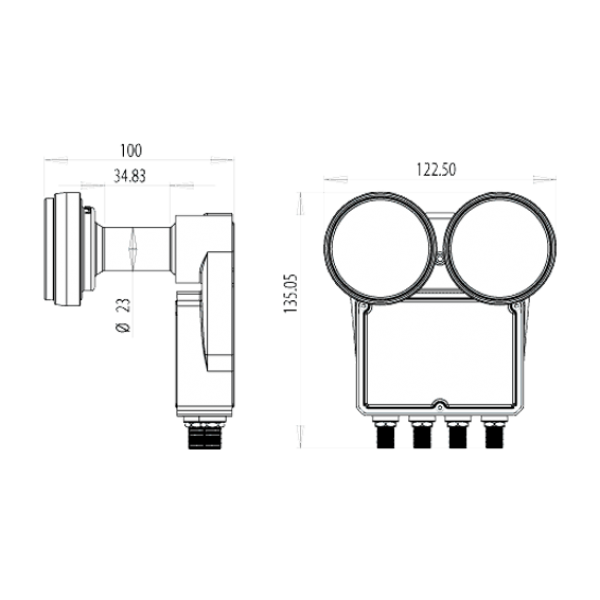 LNB IDLB-QUDM21-MNOO6-8PP ,Monoblock 2 satelita na 4 prijemnika,raspon 6,sum 0.2dB