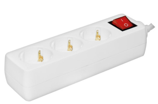 Razvodnik sa 3 mesta 1,5m 1.0mm2 + prekidac NV03K/WH-P