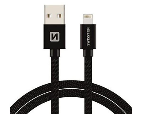 SWISSTEN Data kabl tekstil USB na iPhone 1.2m crn