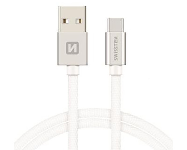 SWISSTEN Data kabl tekstil USB na TIP C 1.2m srebrni