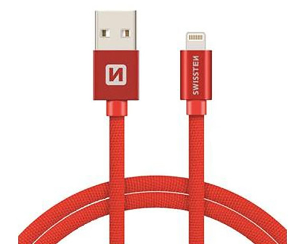 SWISSTEN Data kabl tekstil USB na iPhone 1.2m crveni