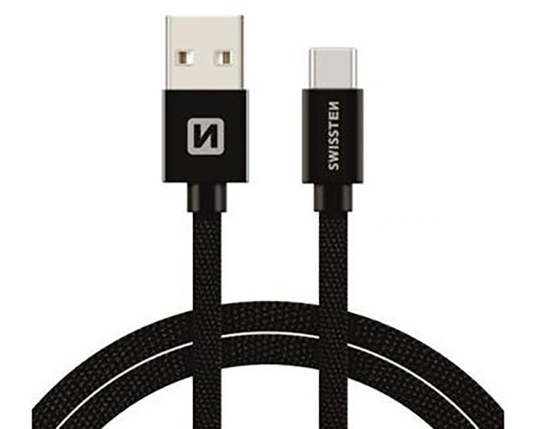 SWISSTEN Data kabl tekstil USB na iPhone 3m crni