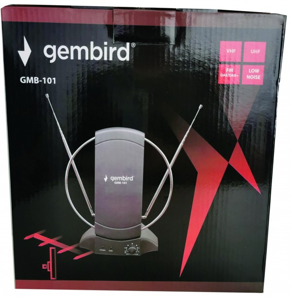 GMB-101 ** Gembird Antena sobna sa pojacalom, UHF/VHF, dobit 25dB, 220v + 12V crna (721)