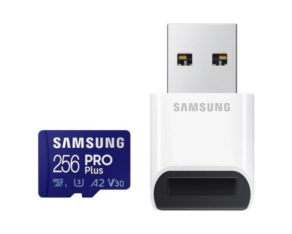 SAMSUNG PRO PLUS MicroSDXC 256GB U3 + Card Reader MB-MD256KB