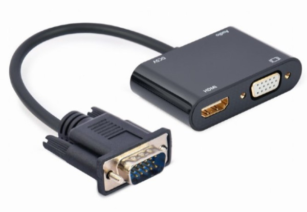 A-VGA-HDMI-02 Gembird VGA to HDMI adapter cable, 0.15 m, black - PC COOL DOO
