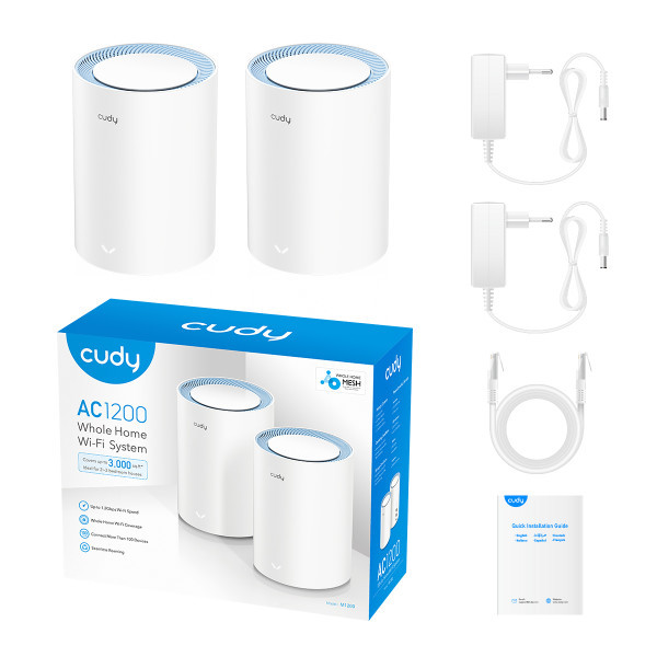 LAN Mesh Router Cudy M1200 AC1200 3LAN1WAN (2-pack)