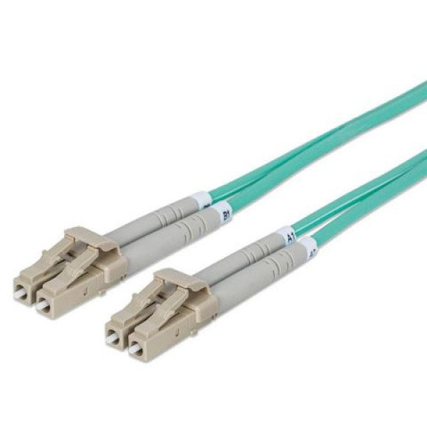 Intellinet Fiber Optic, MM, LCLC 50125, OM3, 3m, Aqua