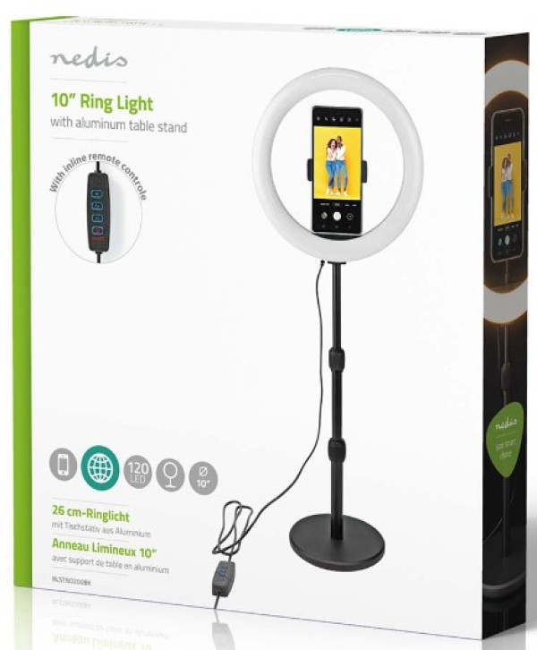 RLSTND200BK Selfie drzac/tripod Ring Light Stand prsten za mobilni telefon led 26cm, 19.5-40.5cm