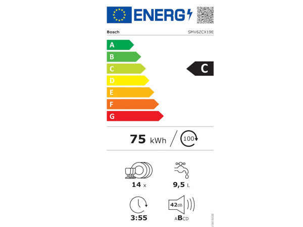 Sudomašina BOSCH SMV6ZCX19EugradnaC14 kompleta3. korpaHomeConnect81,5x59,8x55cmsiva' ( 'SMV6ZCX19E' ) 