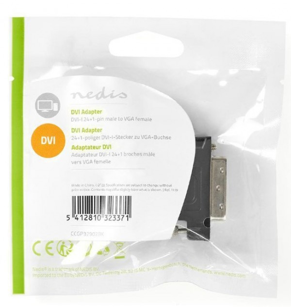 CCGP32902BK Adapter DVI-D 24+1-pin male to VGA 15-pin HD (3 rows) female DVI-D